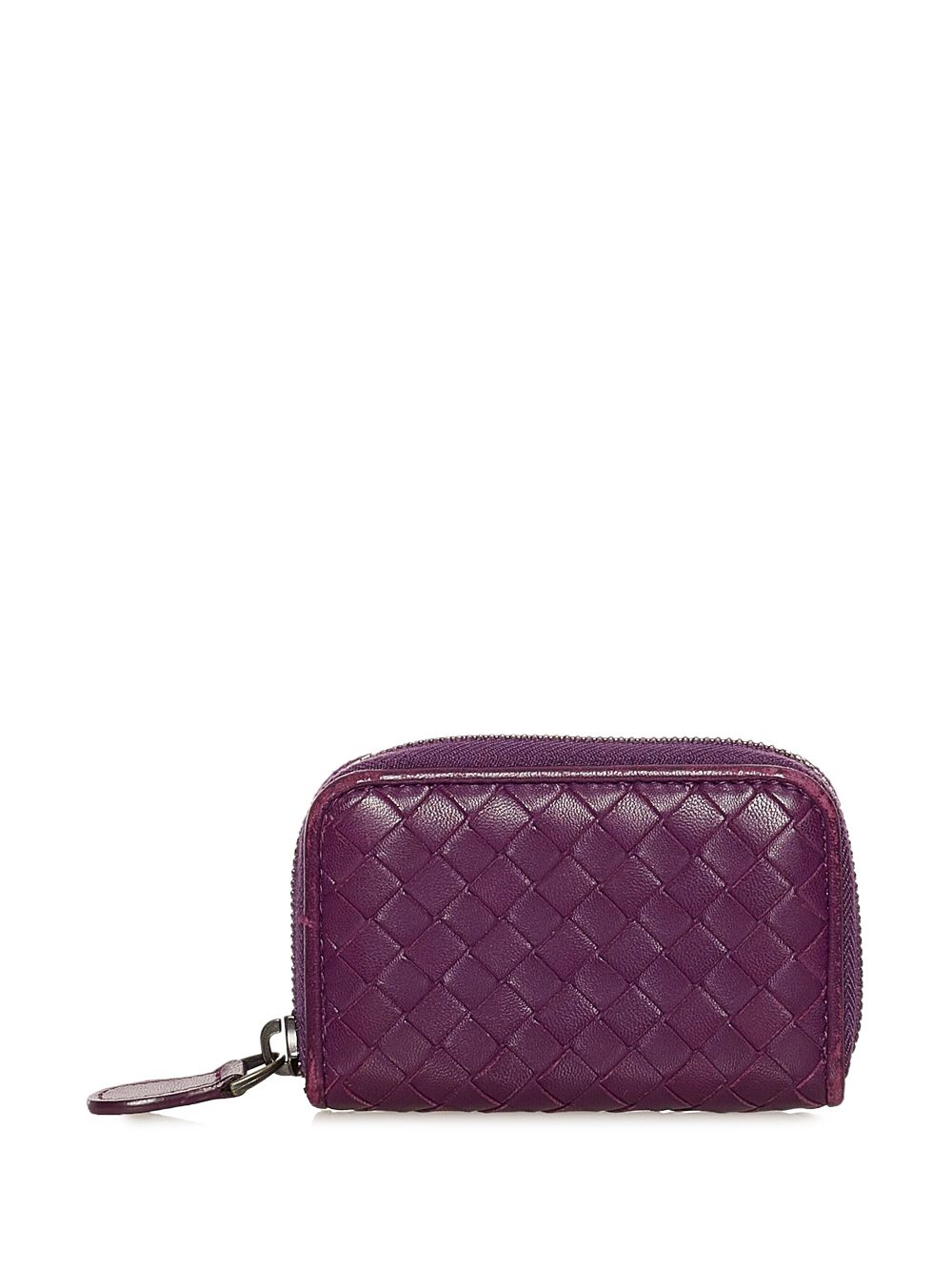 Pre-owned Bottega Veneta Intrecciato Zip-around Pouch In Purple