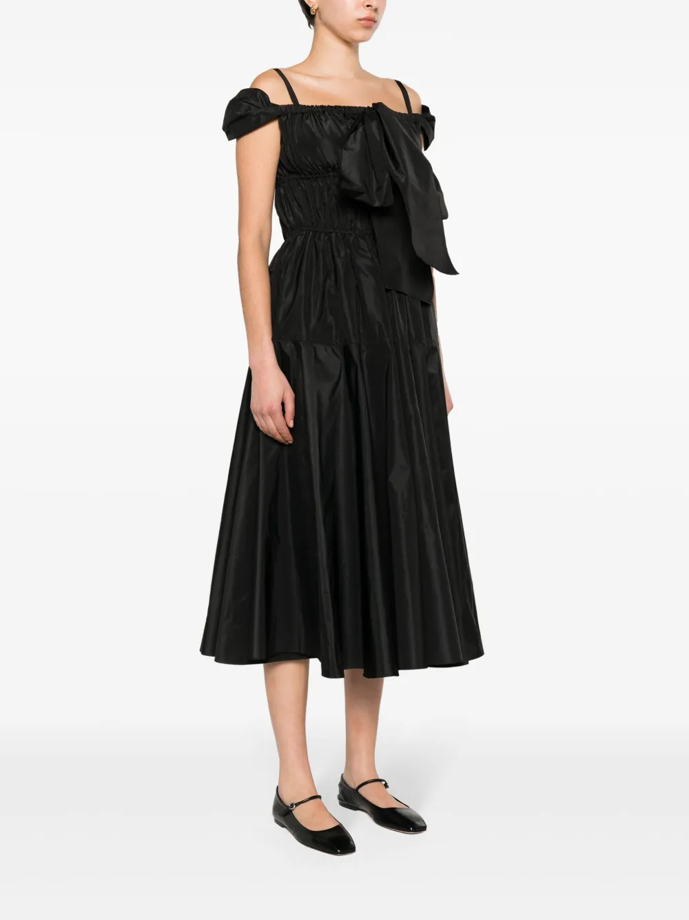 Shop Patou Bow-detail Cocktail Midi Dress In 黑色