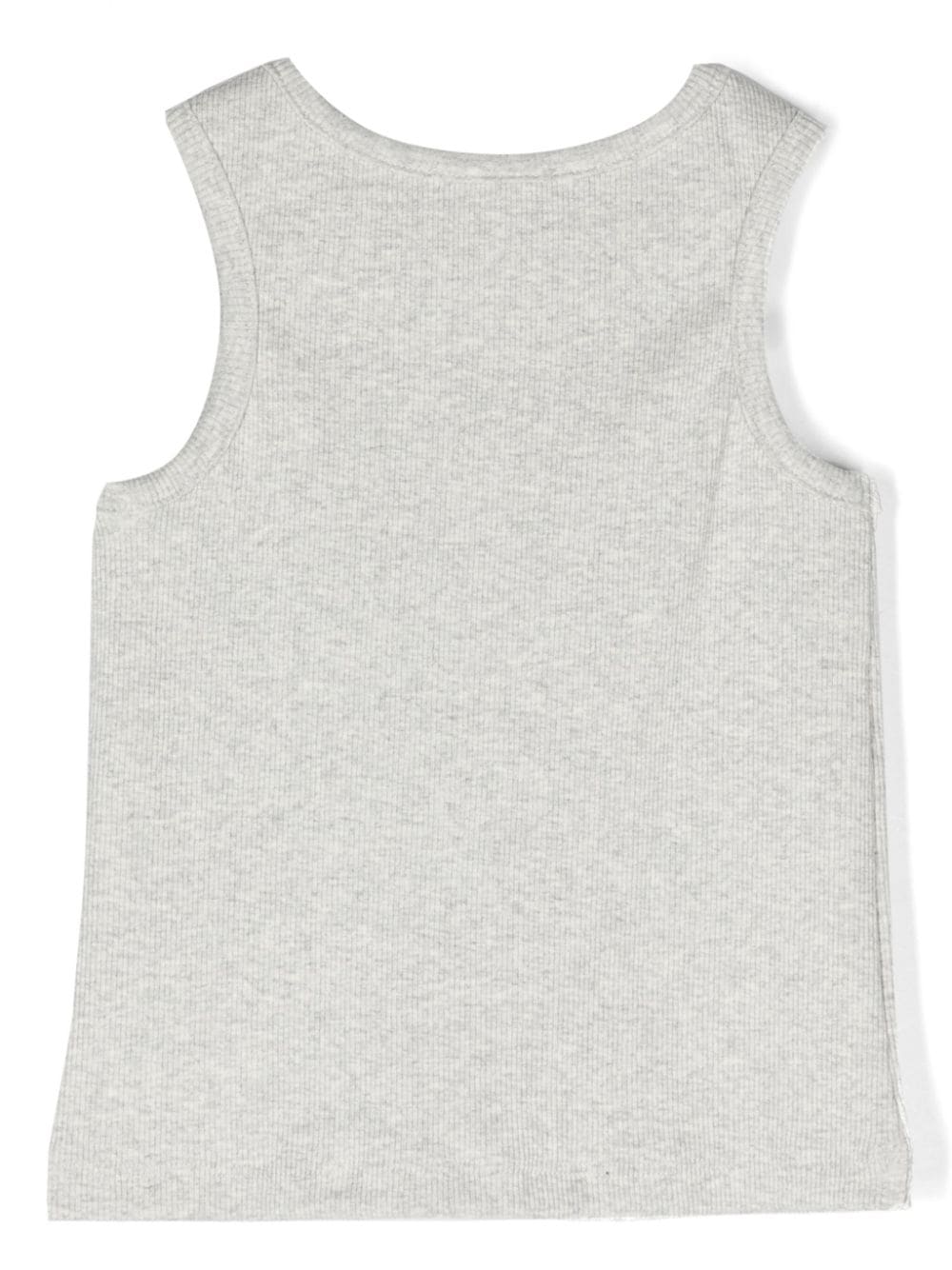 Shop Msgm Logo-patch Fine-ribbed Tank Top In Grey