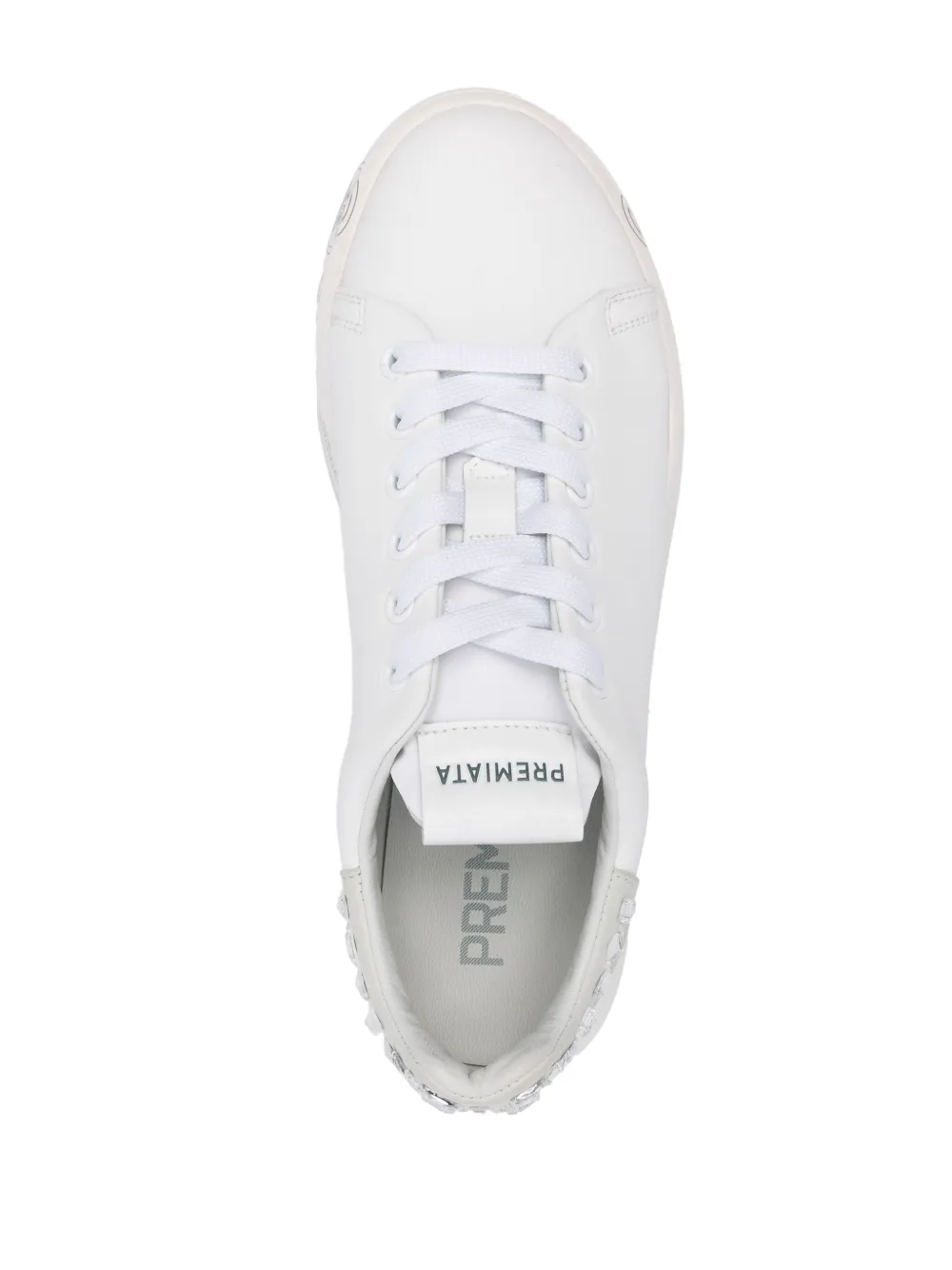 Shop Premiata Belle Crystal-embellished Leather Sneakers In Weiss