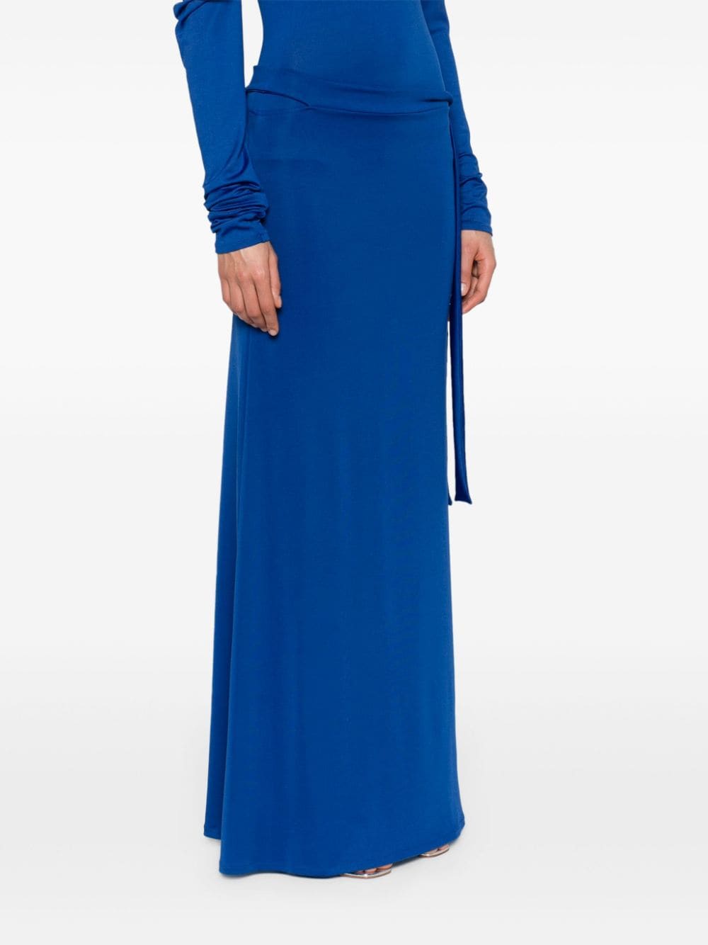 Shop Jade Cropper Cut-out Maxi Skirt In Blue
