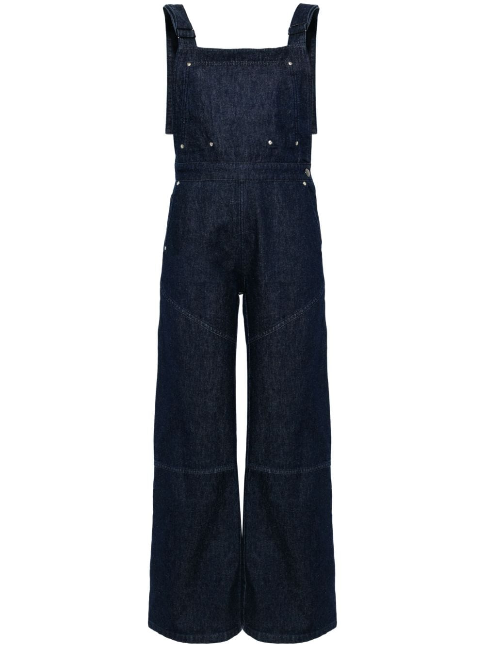 open-back denim overalls