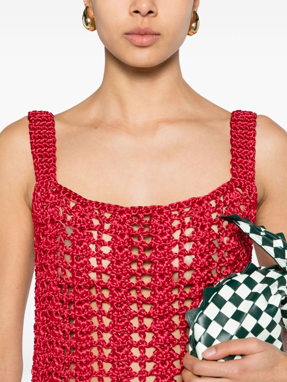 Shop Jw Anderson Chunky-knit Peplum Minidress In Red