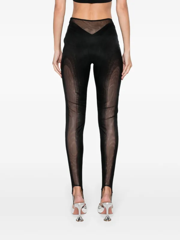 【関税込み】MUGLER Mesh insert leggings Mugler Stirrup Mesh Leggings | Black | FARFETCH