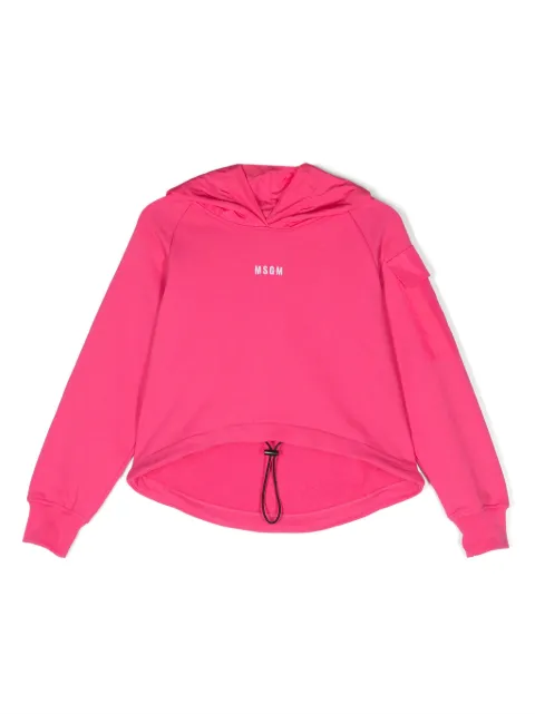 MSGM Kids drawstring-hem cotton hoodie