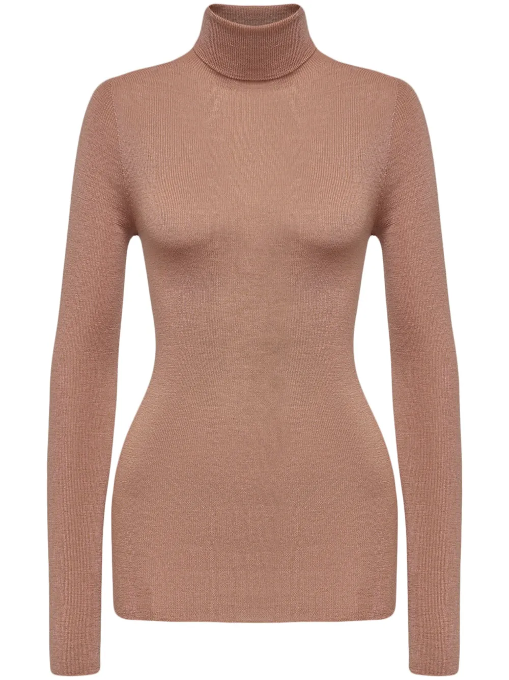 12 Storeez Merino Wool Roll-neck Jumper In Brown