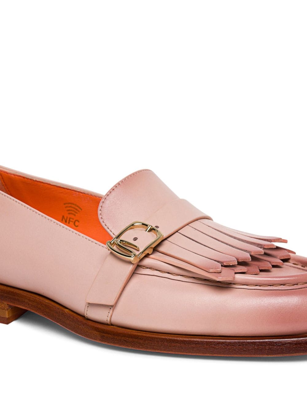 Shop Santoni Fringed Leather Loafers In Pink