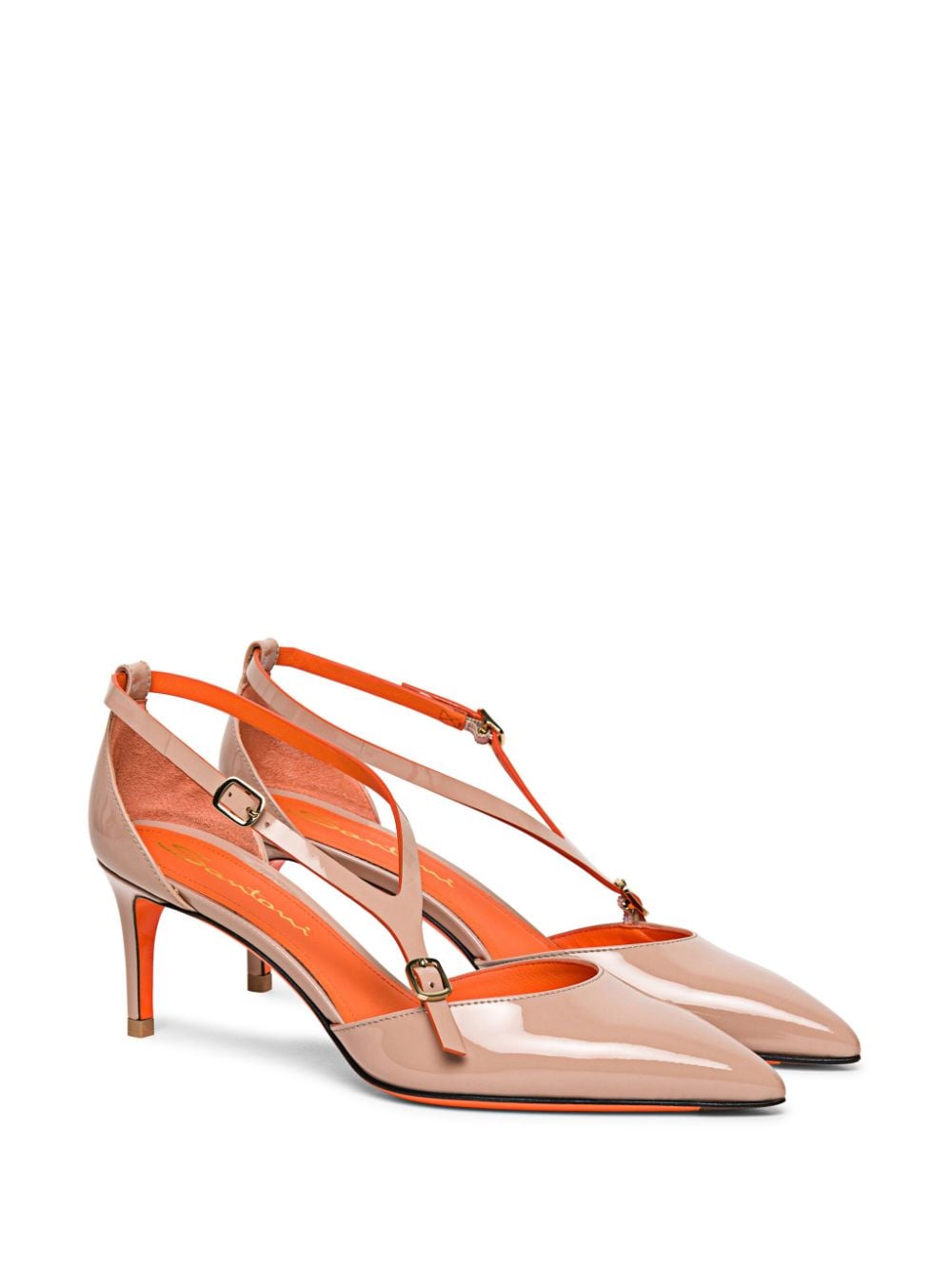 Shop Santoni Pointed-toe Leather Pumps In Pink