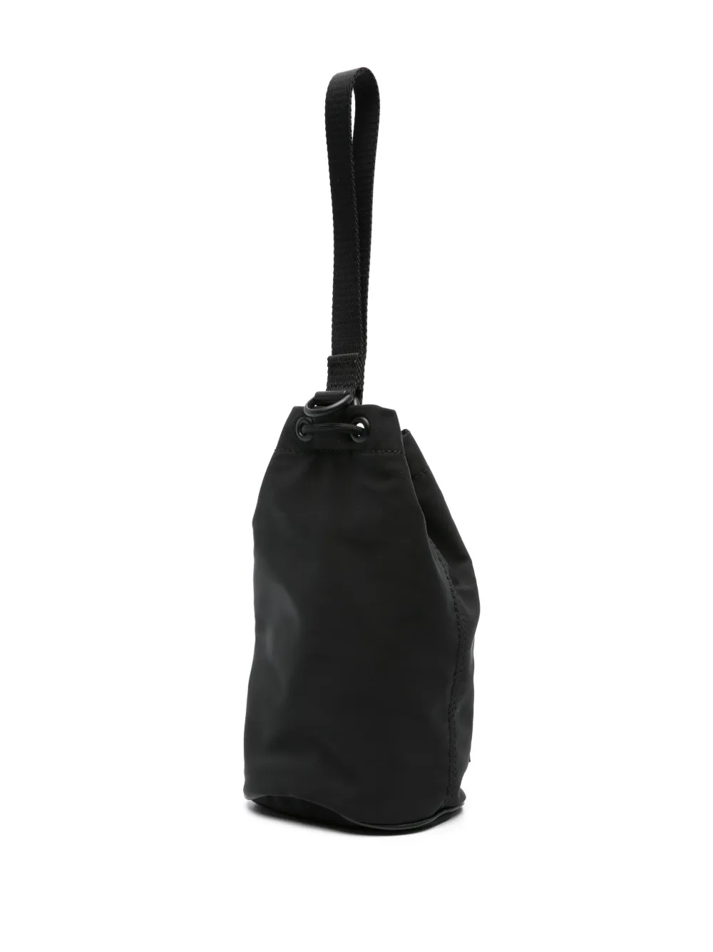 Shop Moncler Mini Logo-patch Bucket Bag In Schwarz