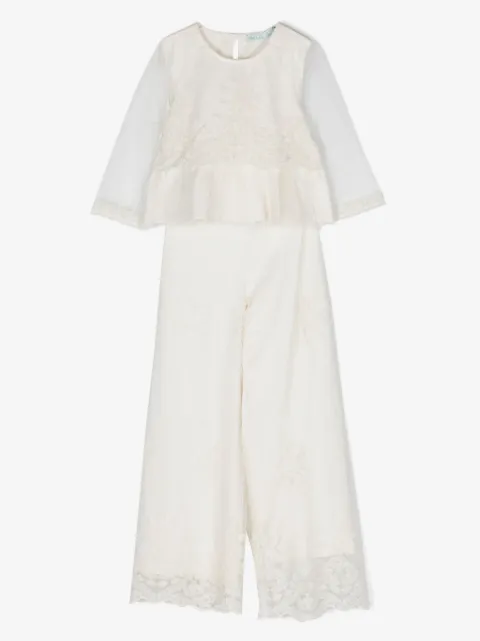 Abel & Lula floral-lace organza trousers set