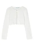 Abel & Lula pointelle-knit cropped cardigan - White