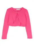 Abel & Lula pointelle-knit cropped cardigan - Pink