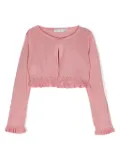 Abel & Lula pointelle-knit cropped cardigan - Pink