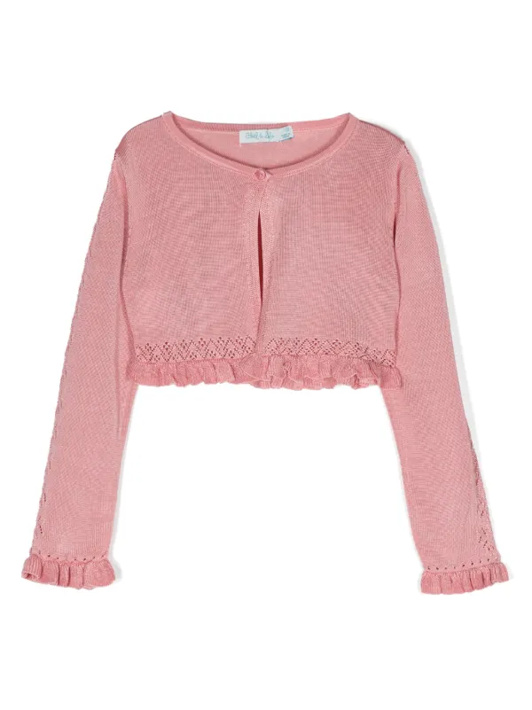 Abel Lula pointelle-knit Cropped Cardigan Pink FARFETCH PT