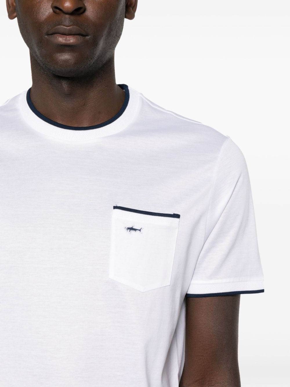 Shop Paul & Shark Embroidered-logo T-shirt In White