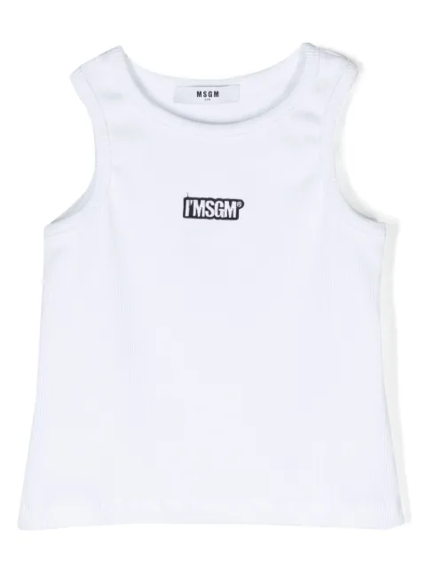 MSGM Kids top sin mangas con logo bordado