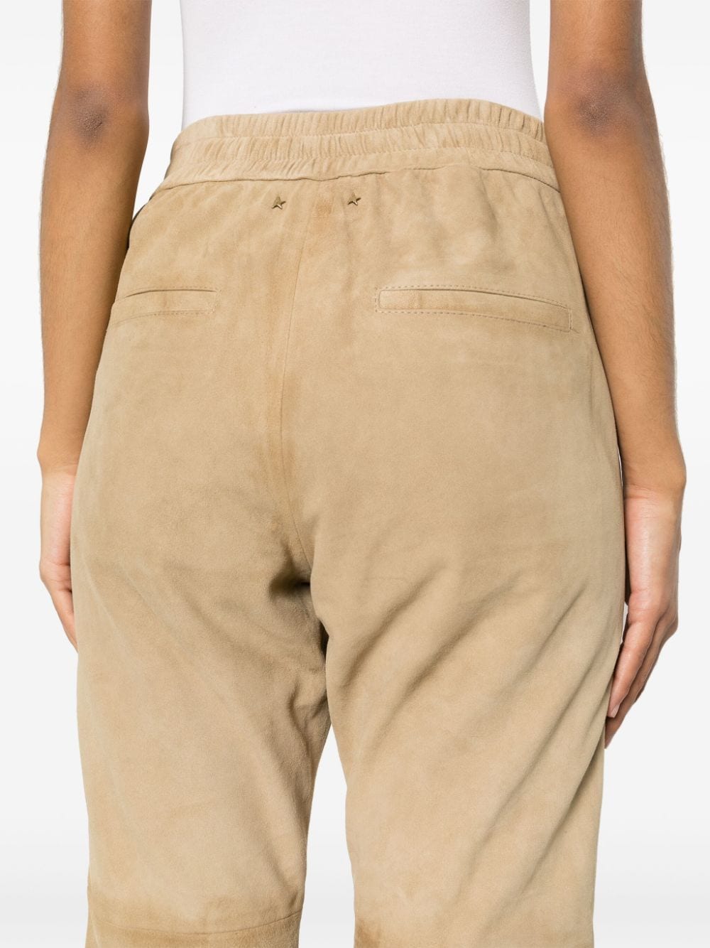Shop Golden Goose Slim-fit Suede Trousers In Nude