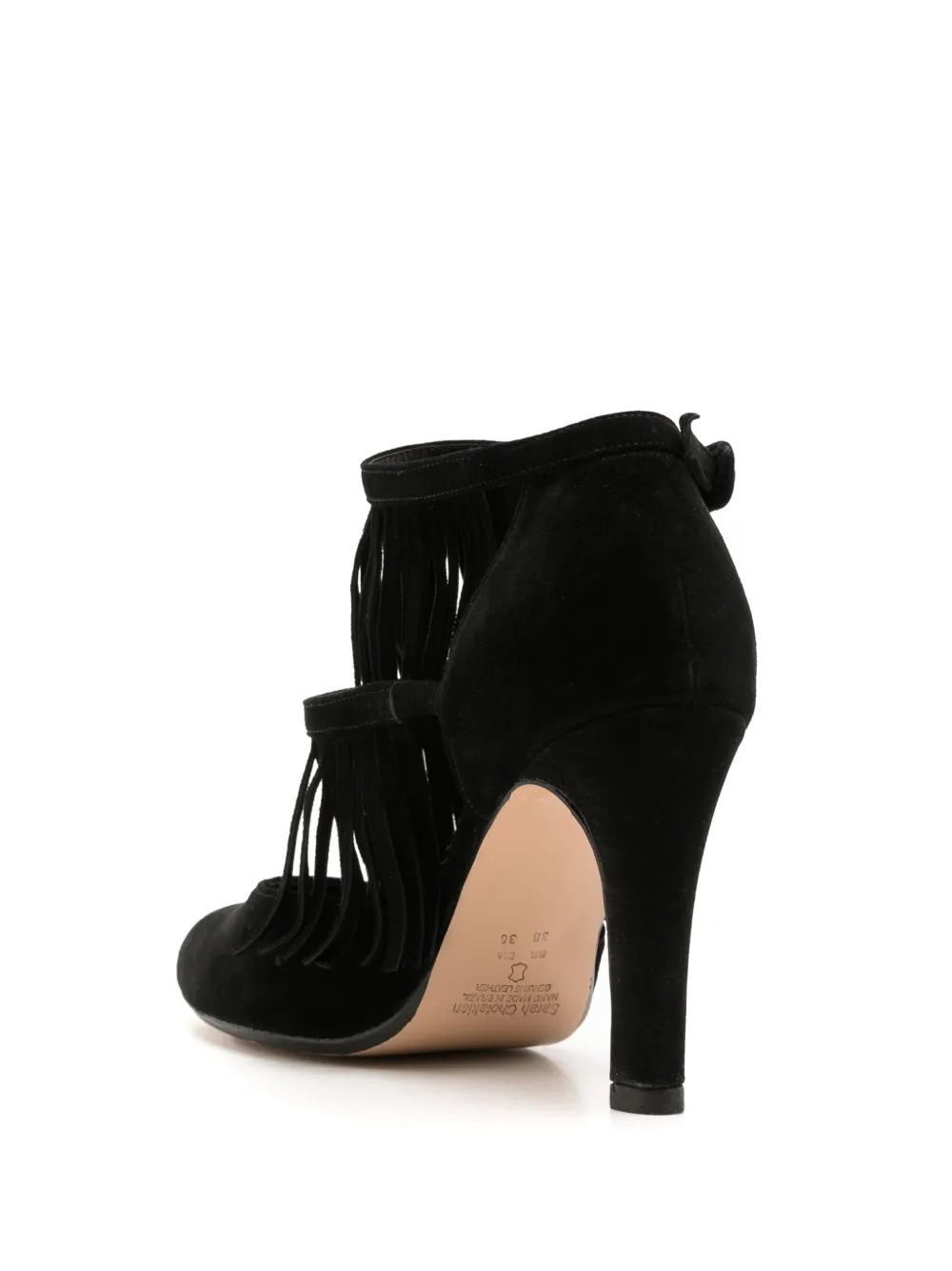 Shop Sarah Chofakian Jean 75mm Fringed Pumps In Black