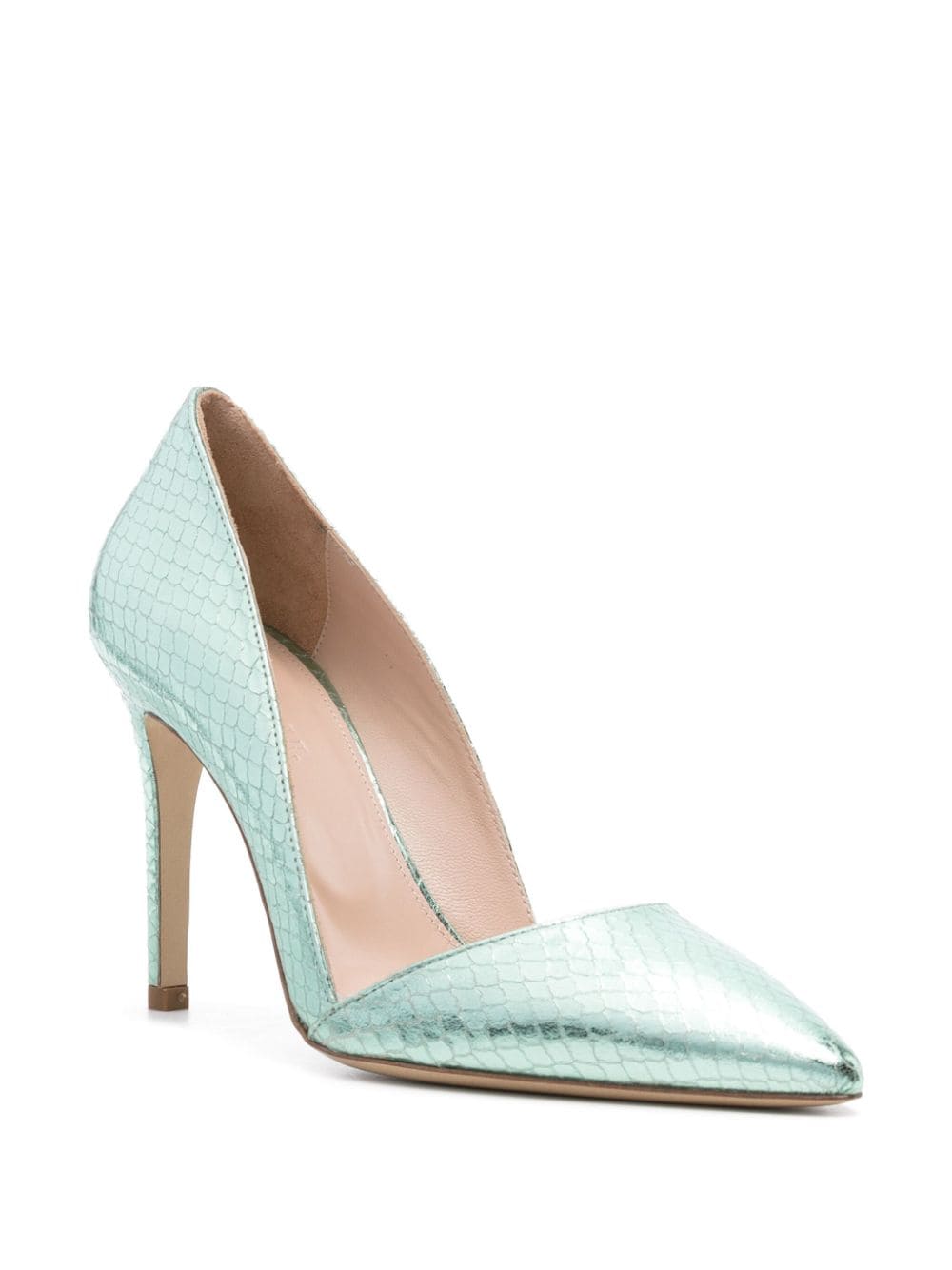 Shop P.a.r.o.s.h Snakeskin-effect Leather Pumps In Green