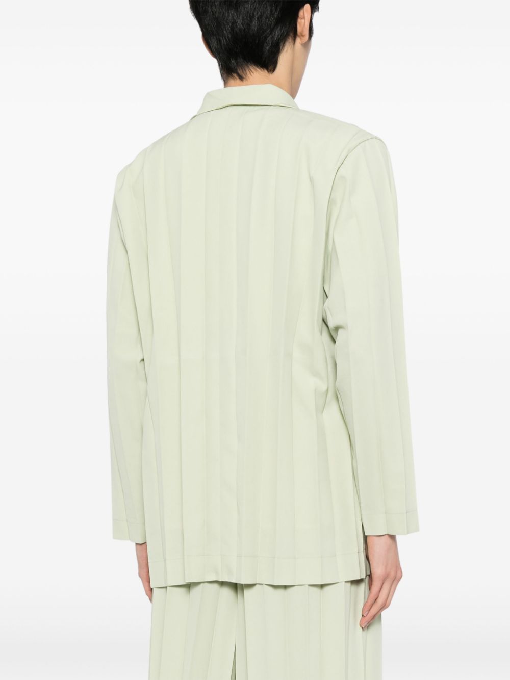 Shop Issey Miyake Edge Ensemble Pleated Blazer In Green