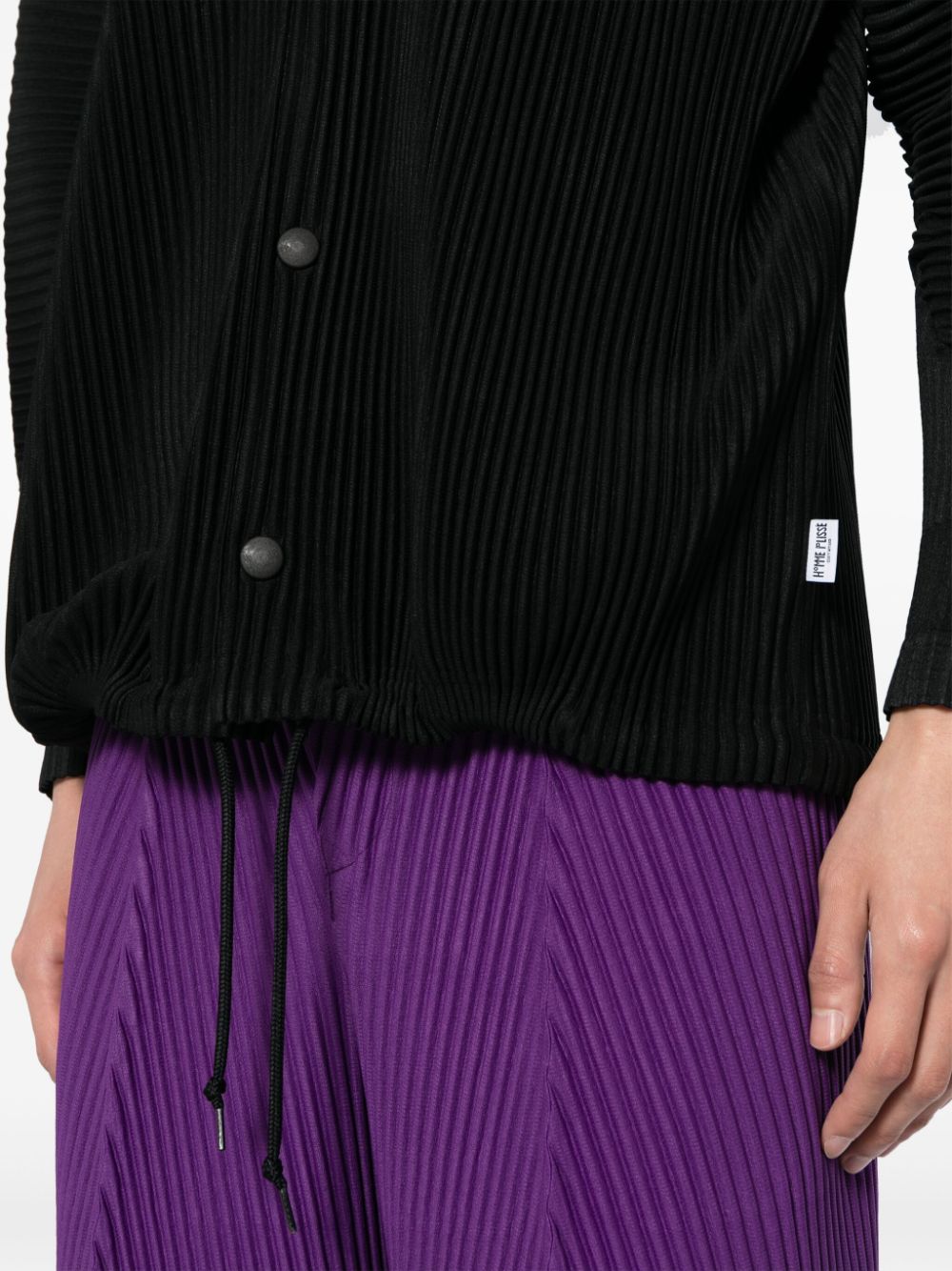 Shop Issey Miyake Pleated Shirt Jacket In Black