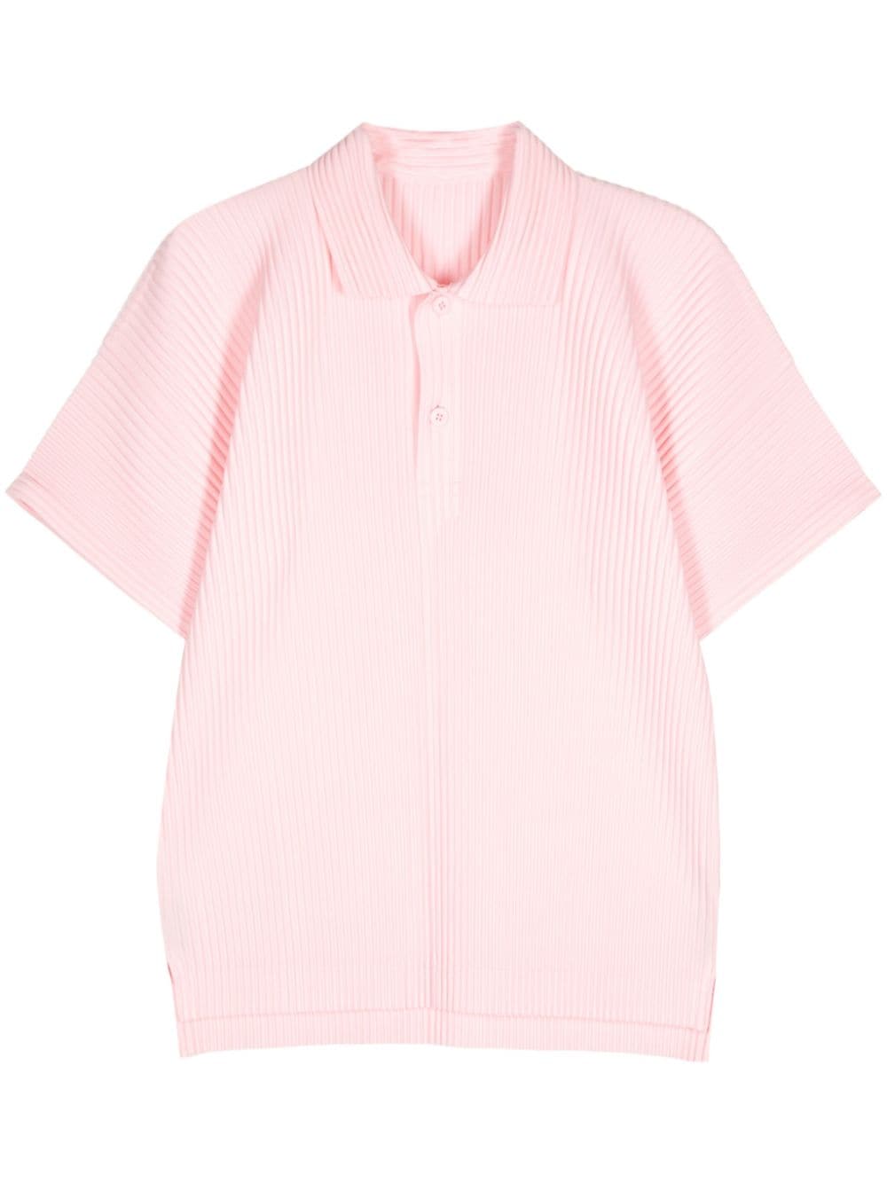 Issey Miyake May Pleated Polo Shirt In Pink