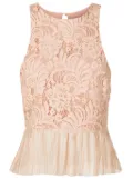 Lethicia Bronstein ruffle sleeveless lace top - White