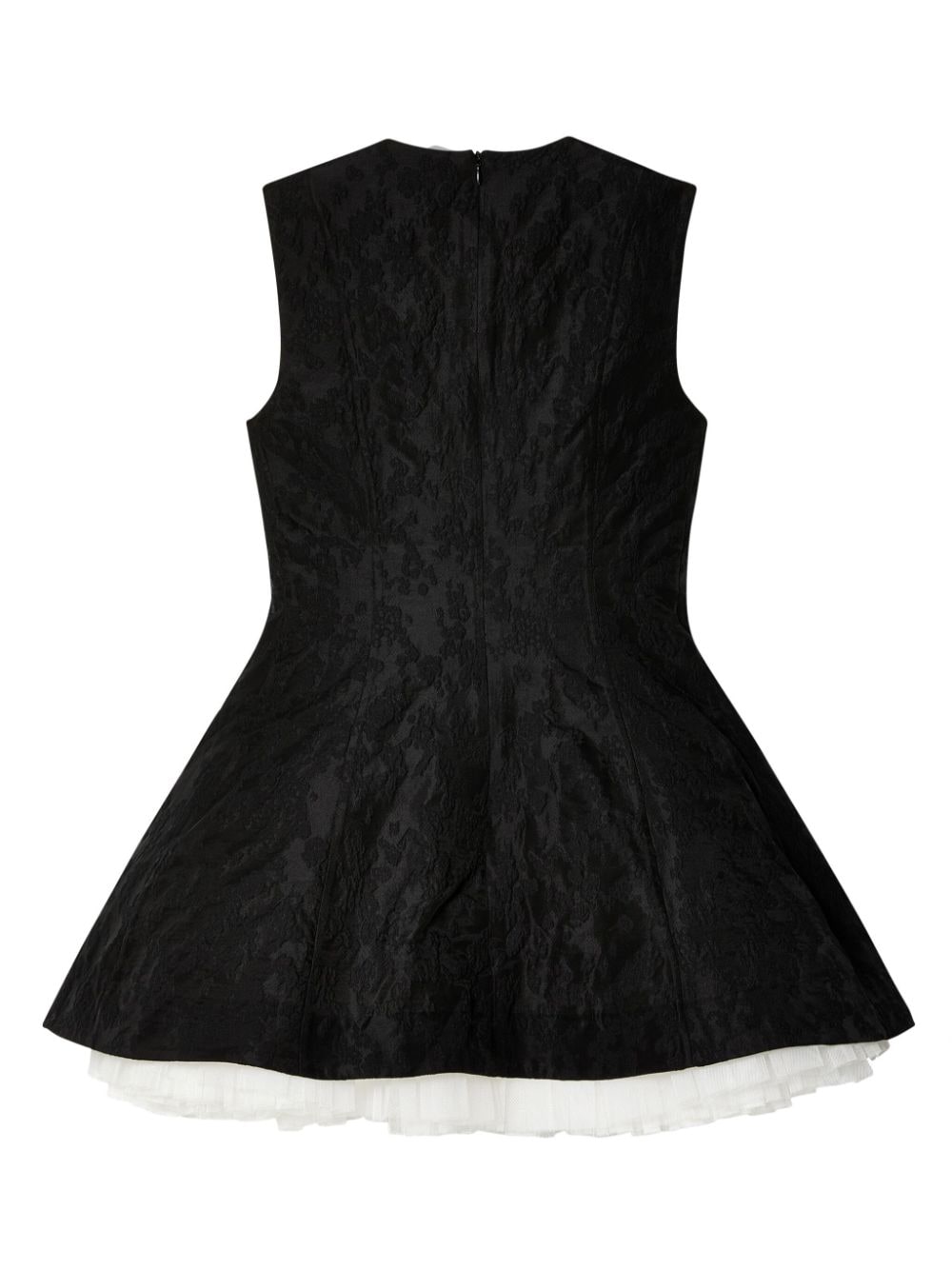 SHUSHU/TONG pleated-trim wool-blend minidress - Zwart