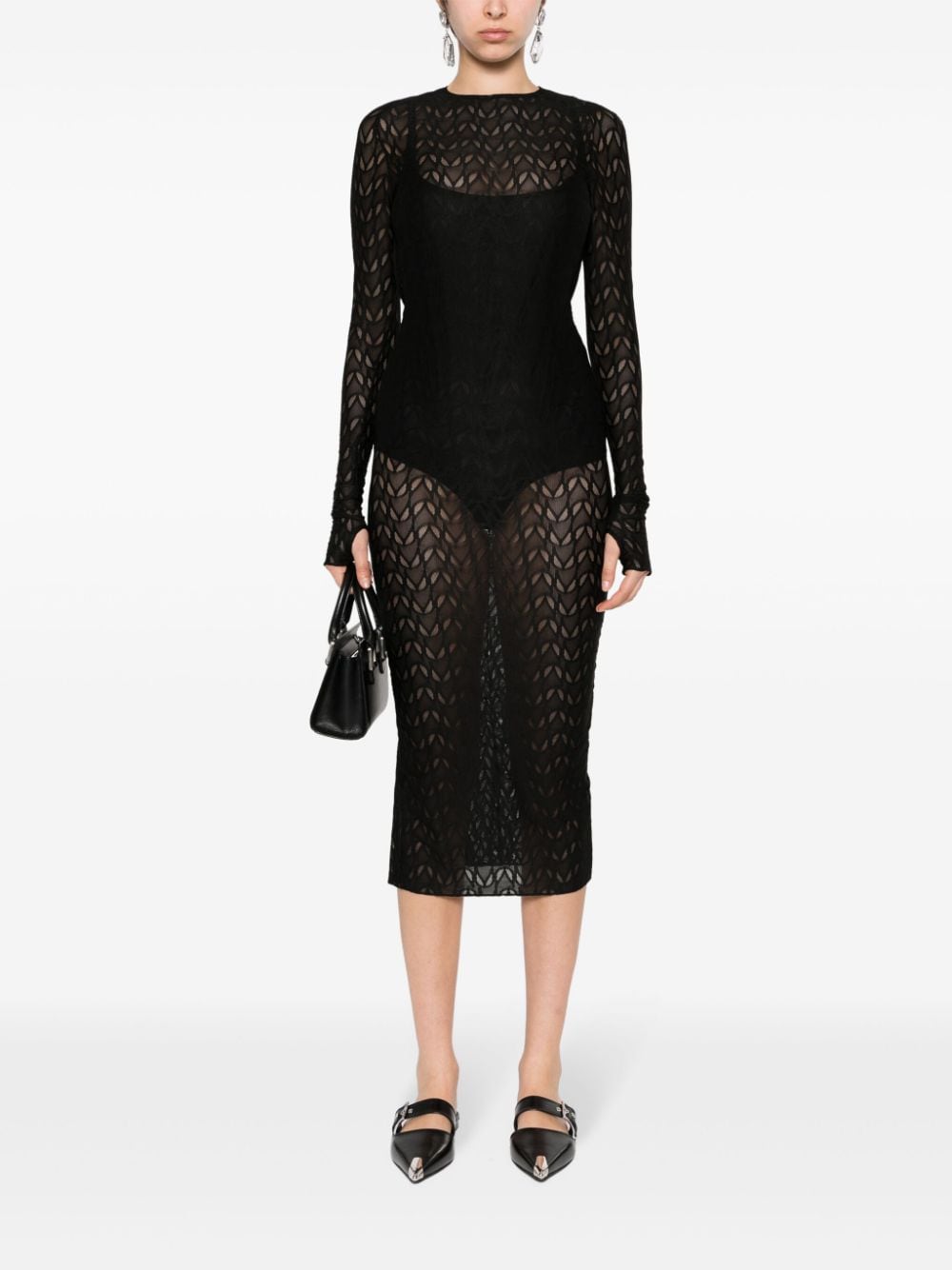 Shop Alessandro Vigilante Semi-sheer Mesh Dress In Black