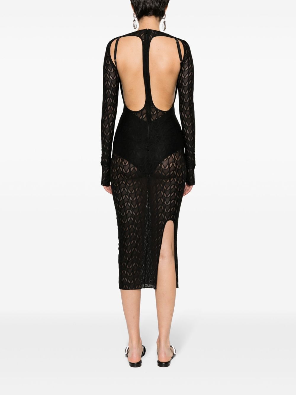 Shop Alessandro Vigilante Semi-sheer Mesh Dress In Black