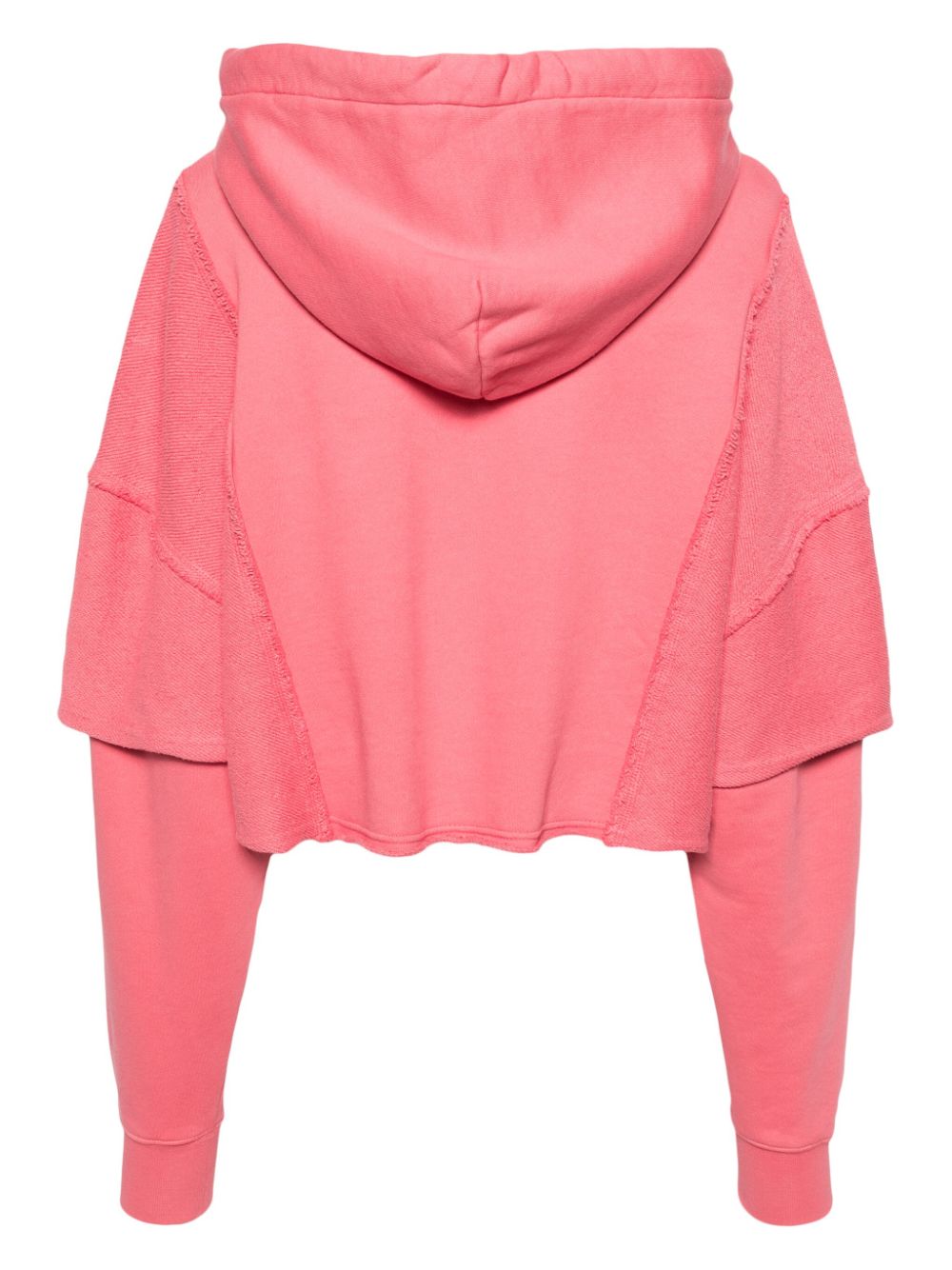 Shop Khrisjoy Patchwork Cropped Cotton Hoodie In Pink