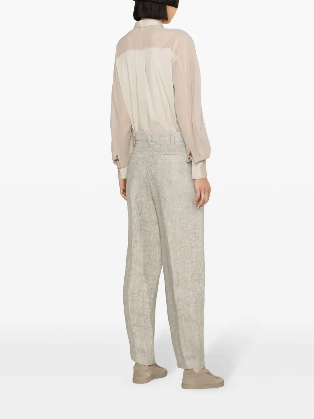 Brunello Cucinelli Linnen broek met toelopende pijpen Grijs