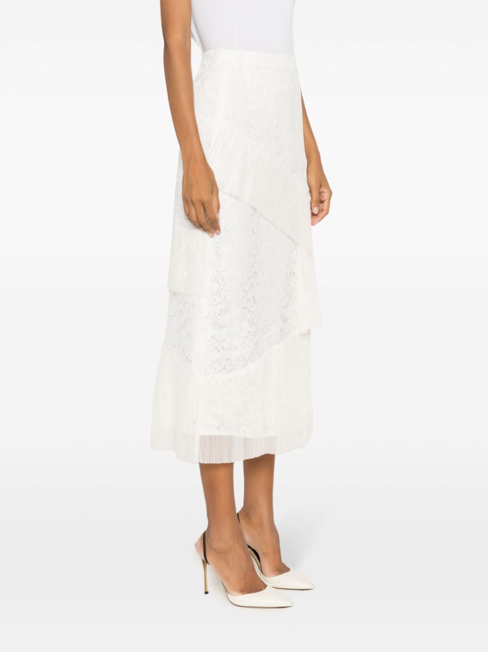 Shop Lethicia Bronstein Corded-lace Midi Skirt In White