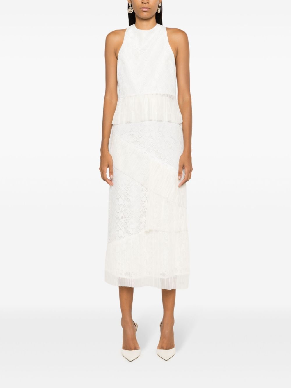 Shop Lethicia Bronstein Corded-lace Midi Skirt In White