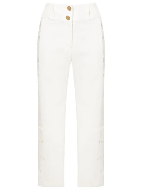 Lethicia Bronstein lace-panelled cropped cargo trousers