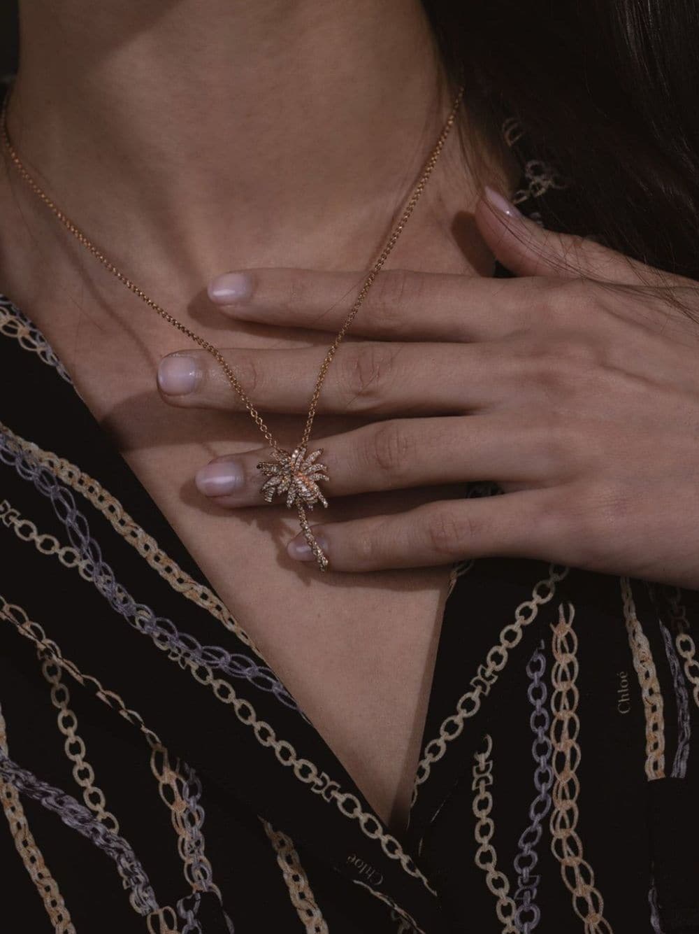 Shop Anita Ko 18kt Rose Gold Palm Tree Diamond Necklace
