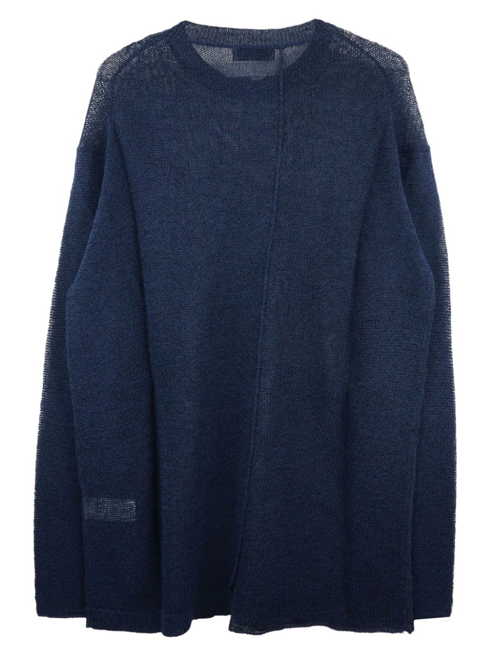 Shop Yohji Yamamoto Stitch-detail Fine-knit Jumper In Blue