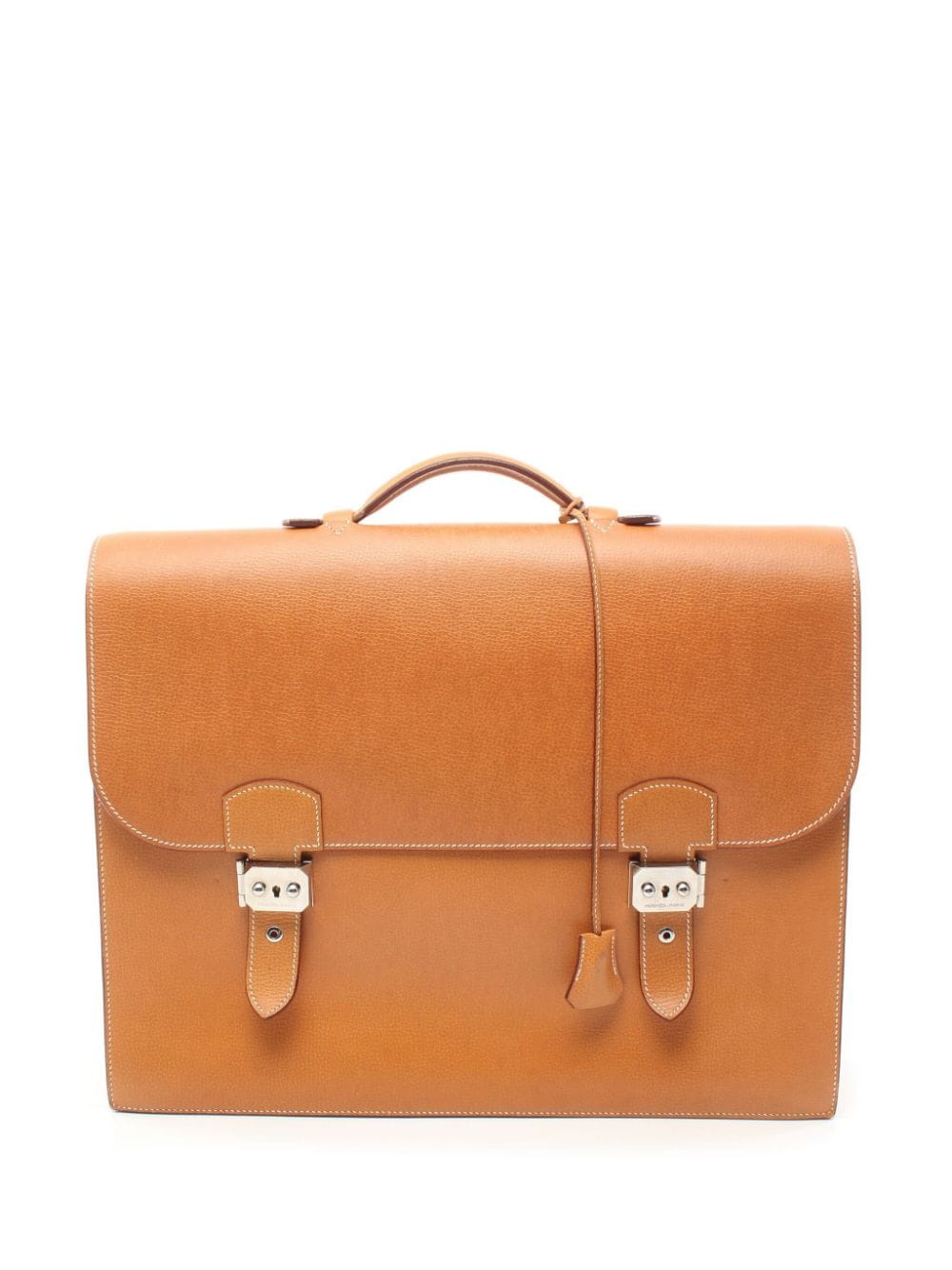 Pre-owned Hermes 2004 Sac À Dépêches 41 Briefcase In Brown
