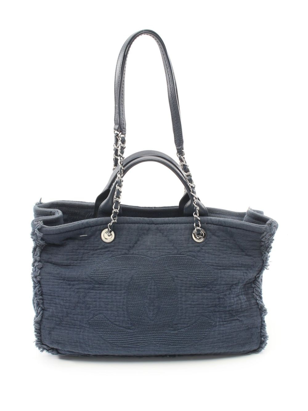 Pre-owned Chanel 2018 Cc Frayed Tote Bag In Blue