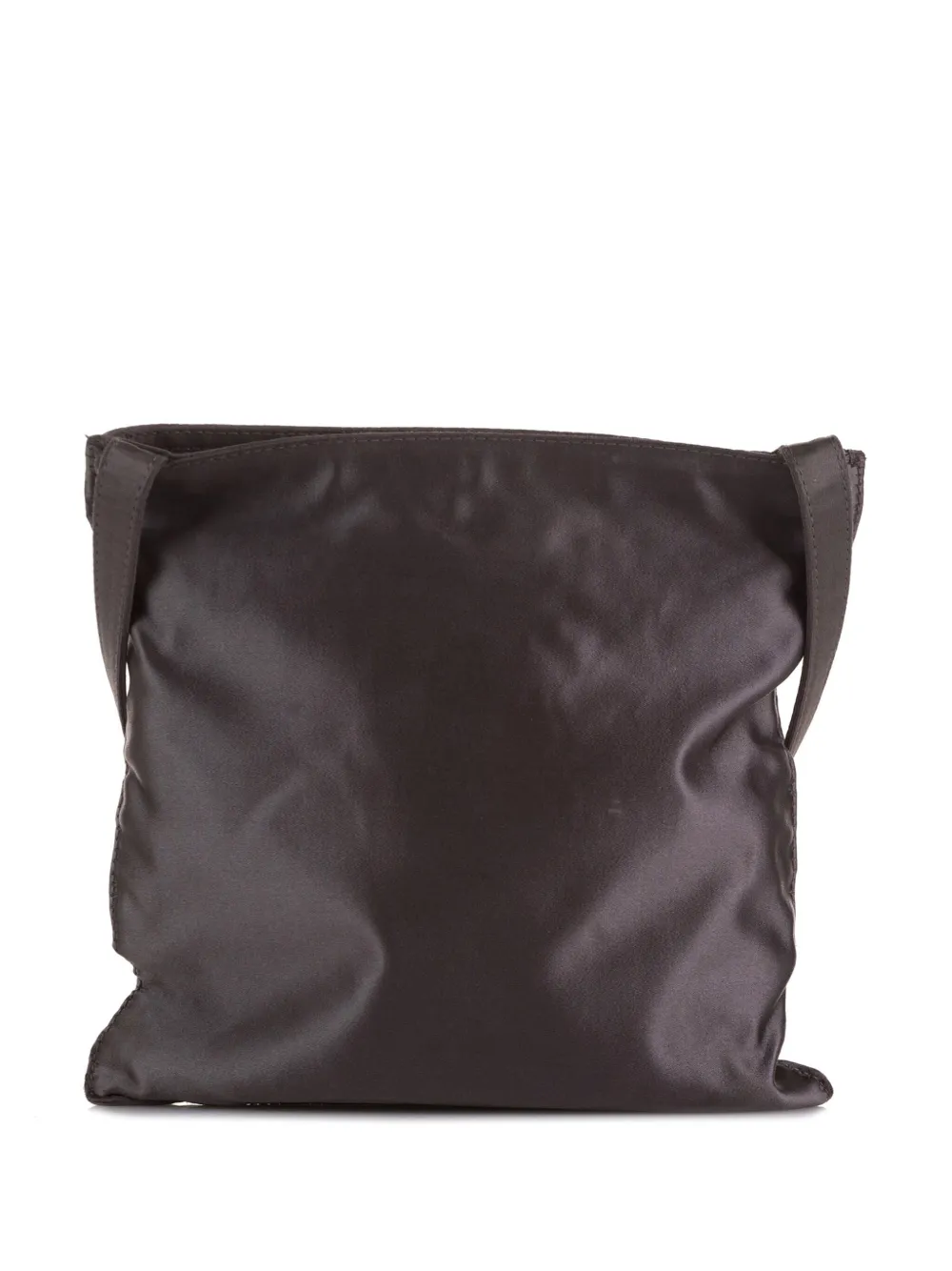 Prada Pre-Owned logo-plaque satin-finish crossbody bag - Bruin