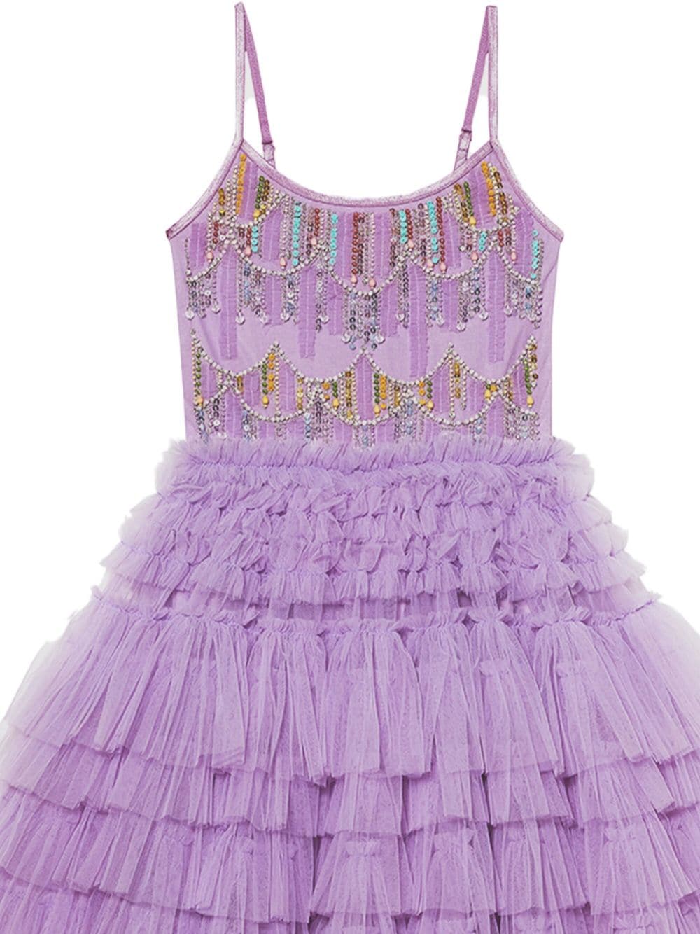 Shop Tutu Du Monde Painterly Embellished Tulle Dress In Purple