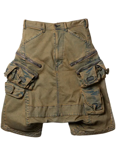 Julius drop-crotch denim cargo shorts