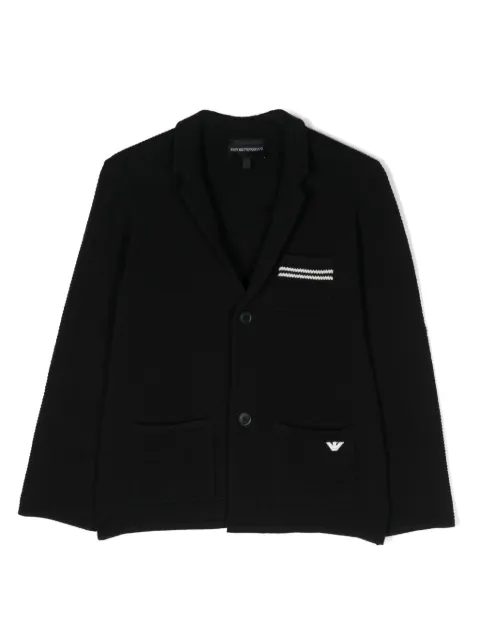 Emporio Armani Kids logo-embroidered waffle-knit cardigan
