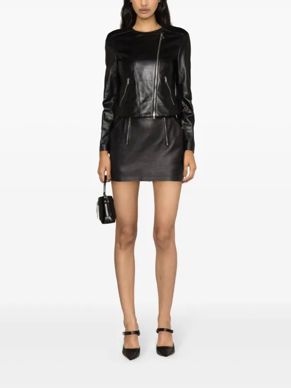 Patrizia Pepe zip-up Leather Jacket | Black | FARFETCH AU