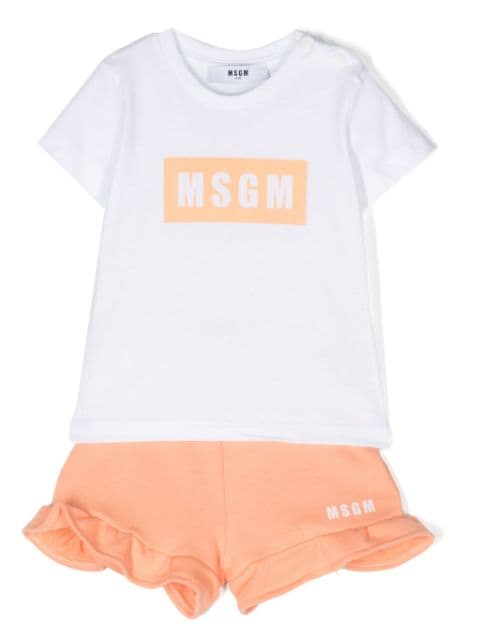 MSGM Kids logo-print shorts set