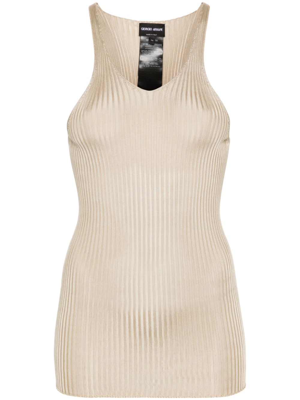 Giorgio Armani ribbed silk tank top Beige