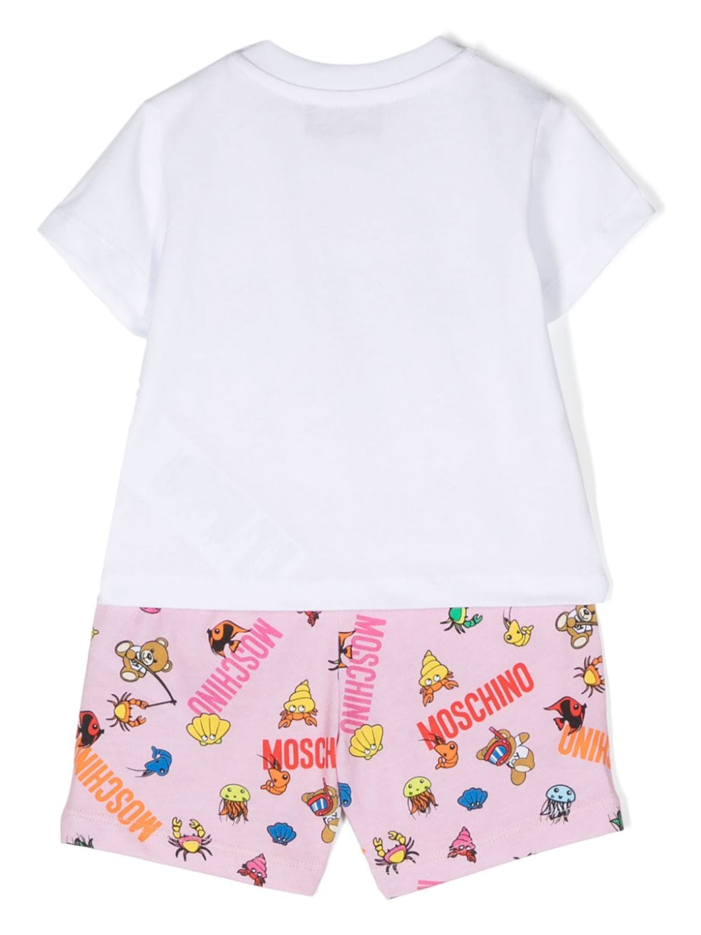 Shop Moschino Teddy Bear Cotton Shorts Set In Pink