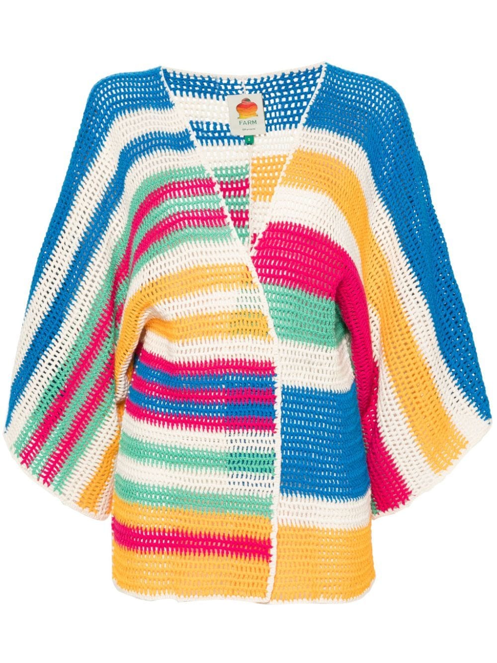 Shop Farm Rio Striped Crochet Kimono Jacket In Blue