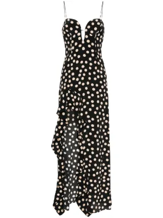 navy blue dress for baby girl Anaya With Love Recycled Satin Polka Dot Asymmetric Midi Dress – Maya Deluxe main image 1