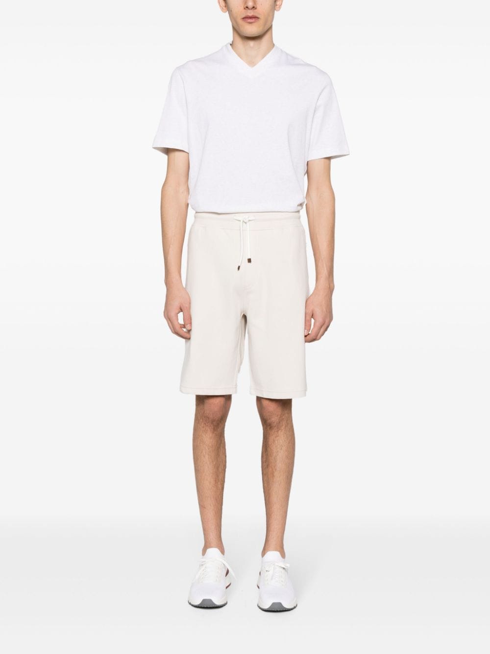Brunello Cucinelli mid-rise cotton track shorts - Beige